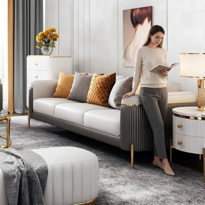 Sofà 3 posti Set design divano imbottito divani moderni tavolo nuovo