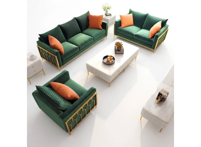 Divano in pelle Divano Imbottitura Seduta 3+2+1 posti Set di divani Design Divani Sofa