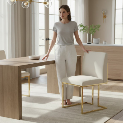 Set di sedie con cuscino Swing, sedie da pranzo con schienale in tessuto moderno di lusso.