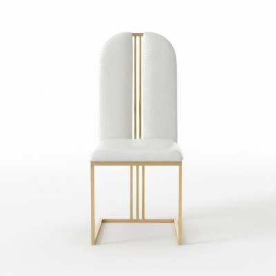 Sedia in acciaio inossidabile Sala da pranzo Sedia in pelle Sedia in acciaio inox Design in oro