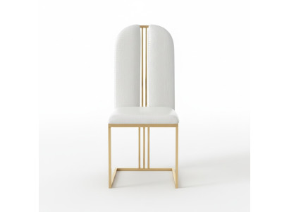 Sedia in acciaio inossidabile Sala da pranzo Sedia in pelle Sedia in acciaio inox Design in oro