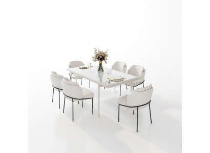 Sedia Sedie Imbottitura Tessuto Stoffa Set Completo Designer Poltrona 6x