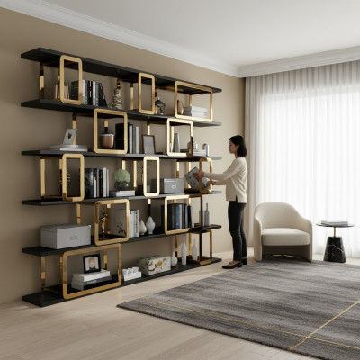 Sistema di armadi e scaffali separati per designer per soggiorno, sala, ufficio e mobili.