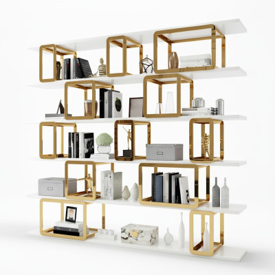 Design Parete divisoria Scaffale Soggiorno Armadi Acciaio inossidabile Mensole Libreria Nuovo