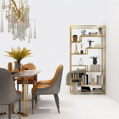Scaffale in metallo con divisorio, design di lusso, armadi con ripiani divisori per soggiorno in metallo