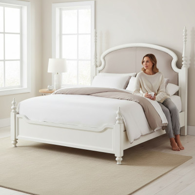 Lussuoso letto matrimoniale imbottito design 180x200cm hotel doppie letti tessili nuovi