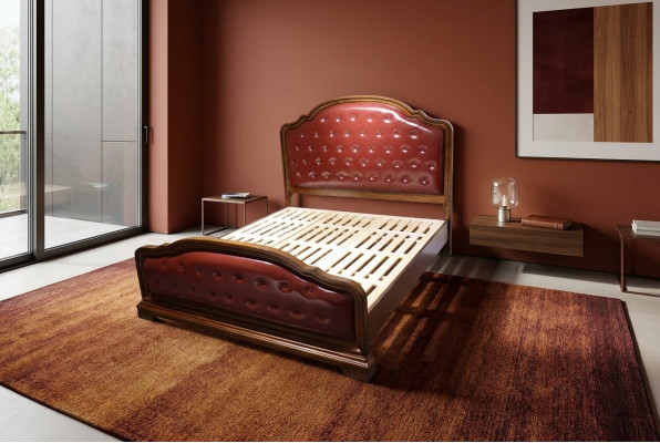 Letto imbottito design di lusso per hotel matrimoniale in pelle 180x200cm.