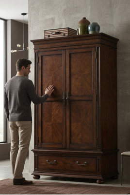 Armadio in stile antico Antico armadi Legno vero Armadio stile Gründerzeit Marrone Vero