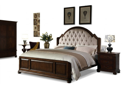 Letto Letto imbottito di lusso Camera da letto matrimoniale Legno Pelle Letti Chesterfield Mobili