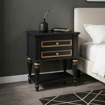 Comodino grigio design moderno in legno di lusso per camera da letto.