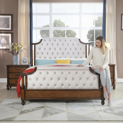 Letto 2x Comodino 3 pezzi Set camera da letto Letti nuovi Lusso Chesterfield 180x200