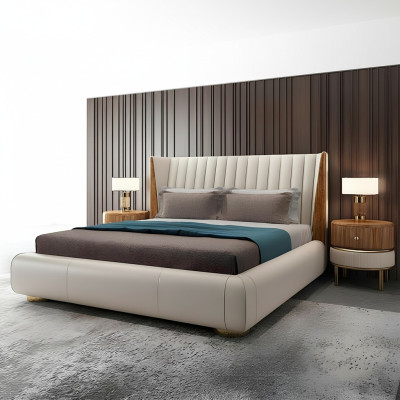 Designer Mobili Italiani Letto Matrimoniale Camera da Letto 150x200cm Letti in Pelle Nuovi
