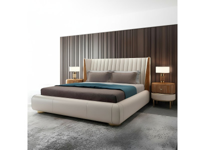 Designer Mobili Italiani Letto Matrimoniale Camera da Letto 150x200cm Letti in Pelle Nuovi