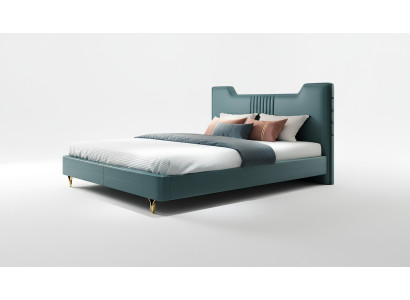 Letto in legno di design moderno. Mobile di lusso. Letti matrimoniali nuovi. Camera da letto imbottita.