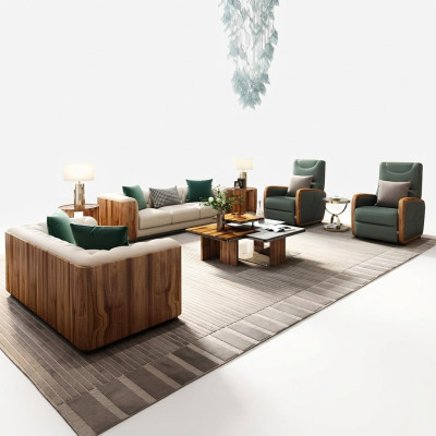 Mobili di lusso Set di divani Divano Divano Imbottito Mobili di design 4 pezzi in pelle
