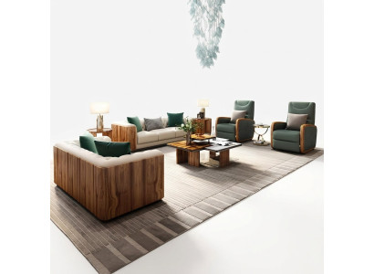 Mobili di lusso Set di divani Divano Divano Imbottito Mobili di design 4 pezzi in pelle