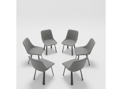 Set di sedie Gruppo di sedie per hotel con rivestimento 6x Gruppi di sedie in acciaio inossidabile