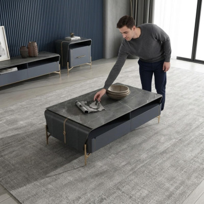 Tavolino da salotto credenza 2 pezzi tavolino da soggiorno mobile base mobile pareti