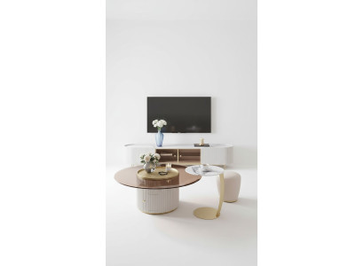 Tavolino da salotto mobile contenitore 2 pezzi in LED Arredamento salotto con illuminazione integrata