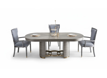 Tavolo da pranzo classico di design + set di 4 sedie, gruppo di stanza con 5 pezzi.