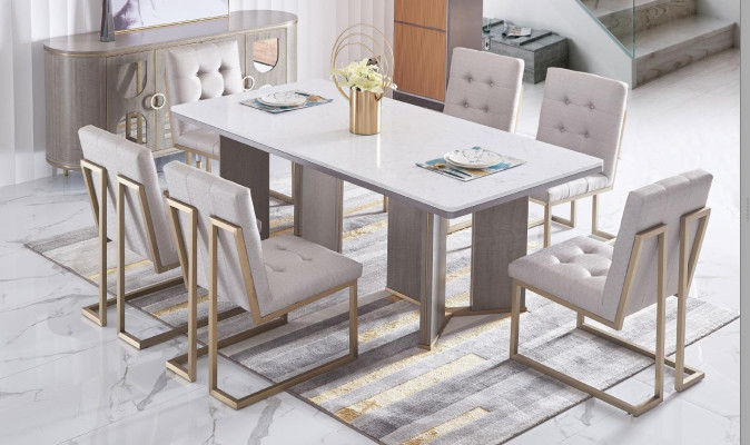 Design della sala da pranzo Mobili Gruppo di sedie Tavolo 6 sedie con schienale Set Nuovo