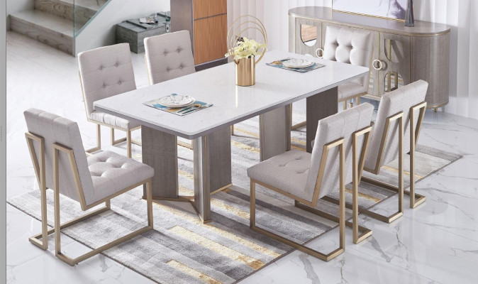 Design della sala da pranzo Mobili Gruppo di sedie Tavolo 6 sedie con schienale Set Nuovo