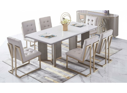 Design della sala da pranzo Mobili Gruppo di sedie Tavolo 6 sedie con schienale Set Nuovo
