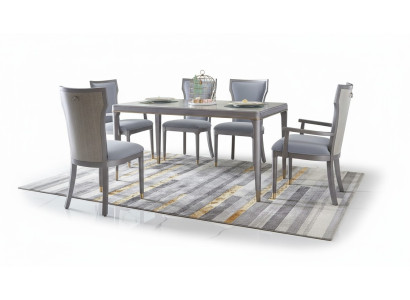 Sei sedie con schienale Set di sedie Gruppo Sala da pranzo Legno Sedie imbottite 6x Schienale