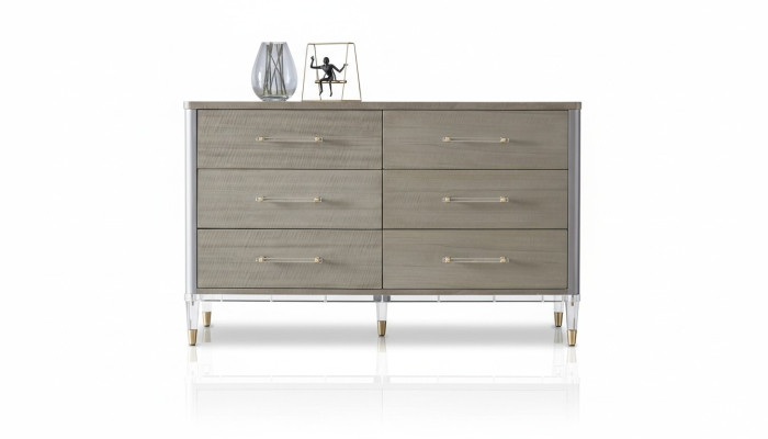 Mobile portaoggetti con 6 cassetti, credenza bassa con sportelli, credenza
