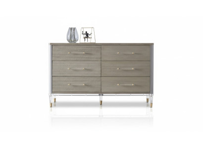 Mobile portaoggetti con 6 cassetti, credenza bassa con sportelli, credenza