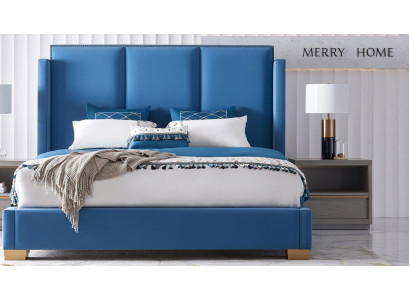 Design della camera da letto lussuoso letto 180x200 telaio letto matrimoniale in tessuto blu