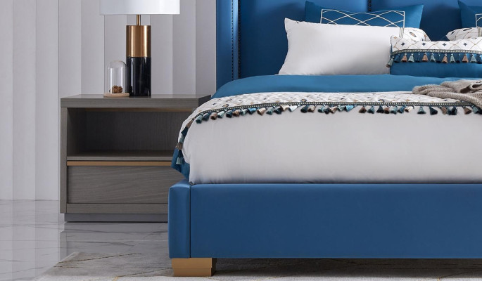 Letto in pelle 2x comodino 3 pz. Set camera da letto Mobili moderni di lusso