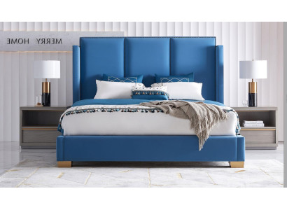 Letto in pelle 2x comodino 3 pz. Set camera da letto Mobili moderni di lusso
