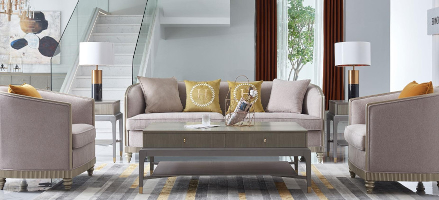 Divano da designer con sedute imbottite a 3 + 1 + 1 posti in tessuto beige, divano in velluto nuovo.