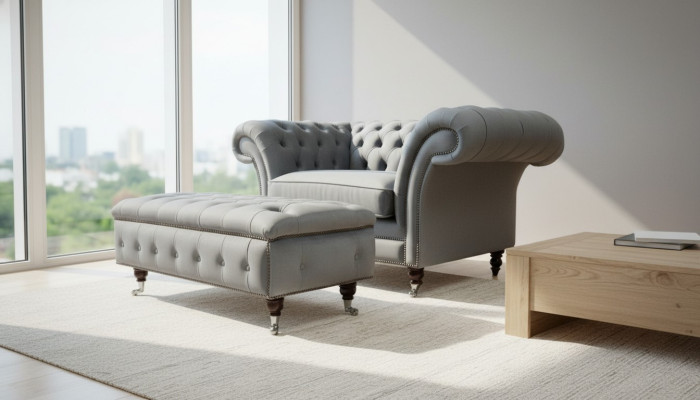Design divano Chesterfield in tessuto poltrona 1.5-posti divani imbottiti Lounge Club Nuovo