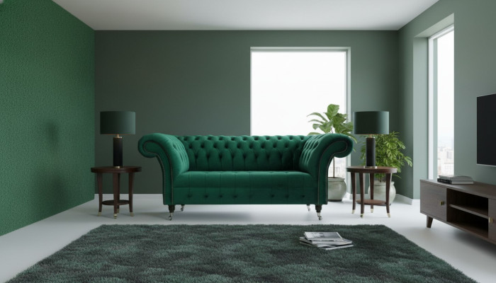 Chesterfield divano a 2 posti verde Poltrone Divani Apparecchie Sofà Poltrona Club Tessuto