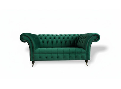 Chesterfield divano a 2 posti verde Poltrone Divani Apparecchie Sofà Poltrona Club Tessuto