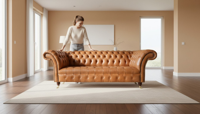 Chesterfield Design Divano Poltrona di lusso in Tessuto Garnitur Pelle