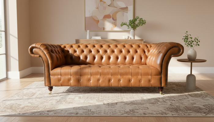 Chesterfield Design Divano Poltrona di lusso in Tessuto Garnitur Pelle
