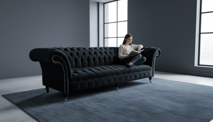 Divano Chesterfield 4 posti Grande design di divanetti imbottiti Set di divani.