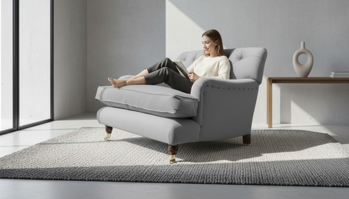Chesterfield poltrona design TV divano divano Chesterfield tessuto nuovo.