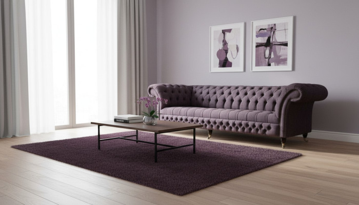 Divano Grande Chesterfield XXL 265 cm Divano Imbottito 4 Posti in Pelle
