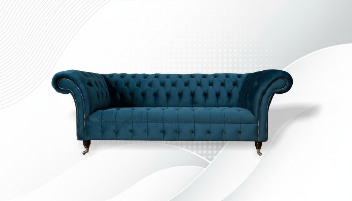 Divano XXL grande 3 posti Chesterfield imbottito set salotto in tessuto stoffa.