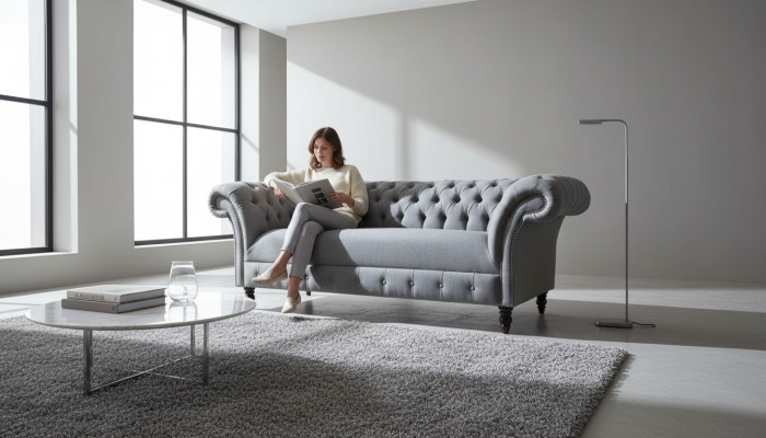 XXL grande divano 3 posti Chesterfield tappezzeria seduta tessuto textile