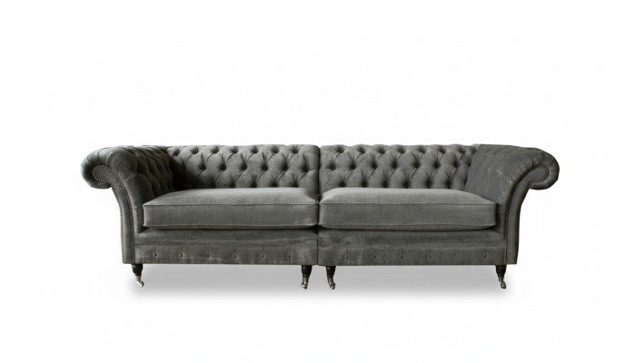 Divano Chesterfield XXL a 4 posti Rivestimento Tessuto Pelle