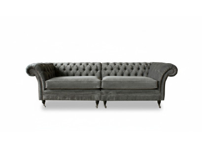 Divano Chesterfield XXL a 4 posti Rivestimento Tessuto Pelle