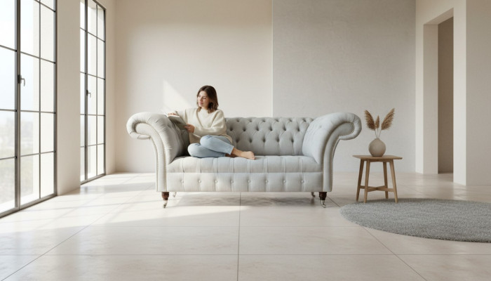 Chesterfield divano 2 posti in tessuto per il soggiorno nuovi
