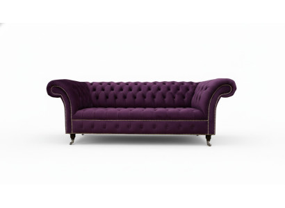 Divano XXL 3 posti Couch Poltrona Chesterfield rivestimento tessuto pelle