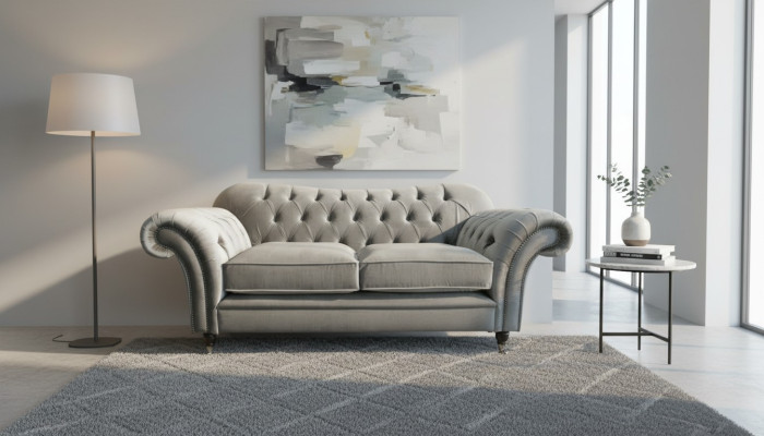 Divano in tessuto Chesterfield 2 posti Divano di lusso Divani imbottiti Design Divani in stoffa Nuovi