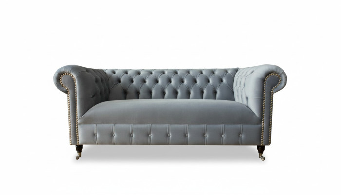 Divano Chesterfield in tessuto imbottito in pelle e tessuto, divano set decorativo.